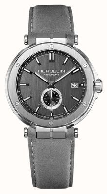 Herbelin Newport Quartz Small-Seconds (40.5mm) Grey Dial / Grey Leather Strap 18389A22GR