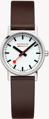 Mondaine Classic | 30mm | White Dial | Brown Vegan Grape Leather Strap A658.30323.11SBGV