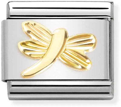 Nomination Classic Dragonfly 18ct Gold & Steel Charm 030149/56