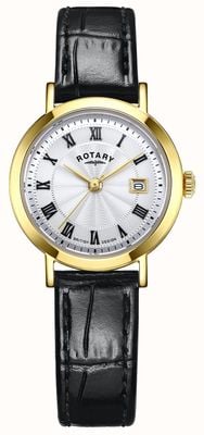 Rotary Dress Quartz (27mm) White Guilloché Dial / Black Leather Strap LS05423/01