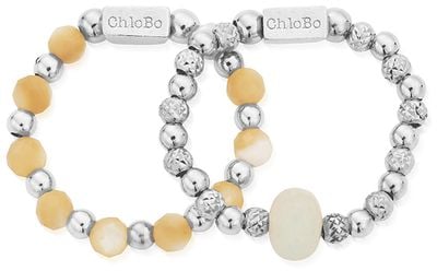 ChloBo TREASURES OF BALI Peace & Balance Set of 2 Rings - 925 Sterling Silver SRSET2AP