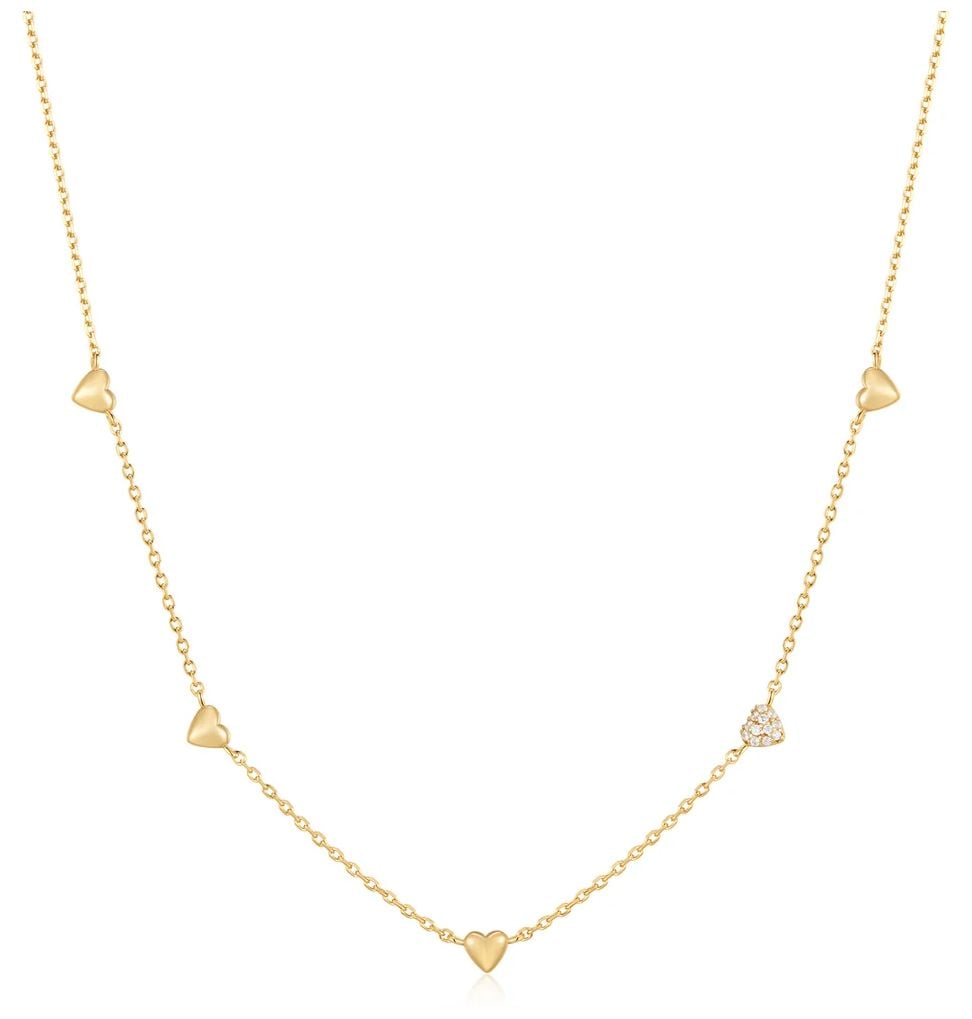 Ania Haie N074-05G Gold PavÃ© Puffed Heart Station Necklace Jewellery