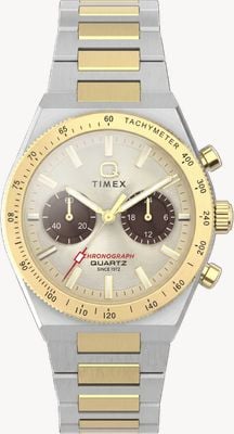 Timex Q Timex Continental Chronograph 36MM Two-Tone Stainless Steel Bracelet Watch TW2Y92300