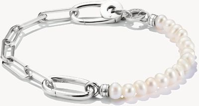 Thomas Sabo Charm Bracelet Paperclip And Pearls With Connect Link Silver C1209-082-14-L17