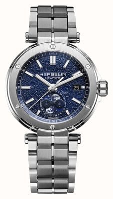 Herbelin Newport Moonphase Automatic (40.5mm) Blue "Moon Surface" Dial / Stainless Steel Bracelet 2889B15