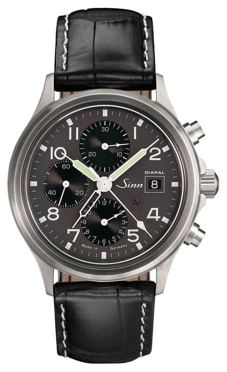 Sinn 358.061 358 DIAPAL Chronograph Black Embossed Leather Watch