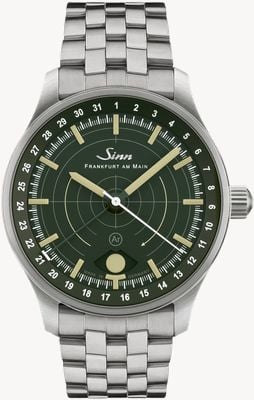 Sinn 308 Hunting Watch (40mm) Dark Green Dial / Stainless Steel Fine-Link Bracelet 308.010 FINE LINK