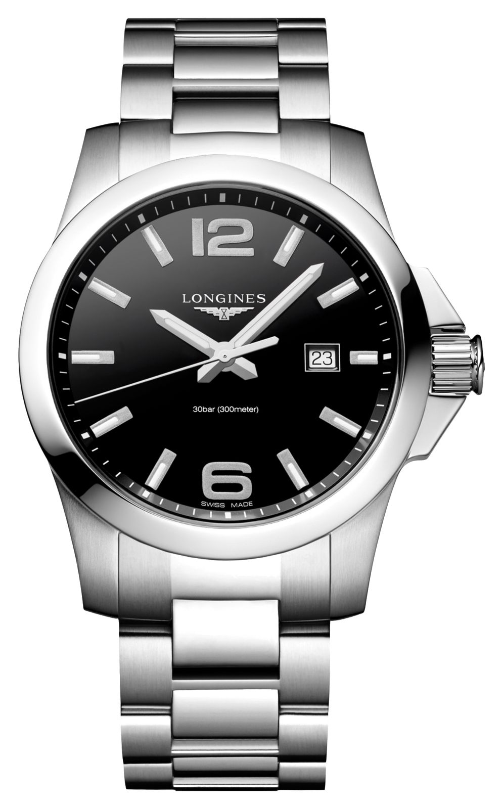 LONGINES L37604566 Conquest Quartz (43mm) Sunray Black Dial Watch
