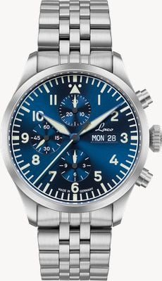 Laco Kiel.2 Automatic Chronograph (43mm) Dark Blue Sunray Dial / Stainless Steel Bracelet 862186.MB