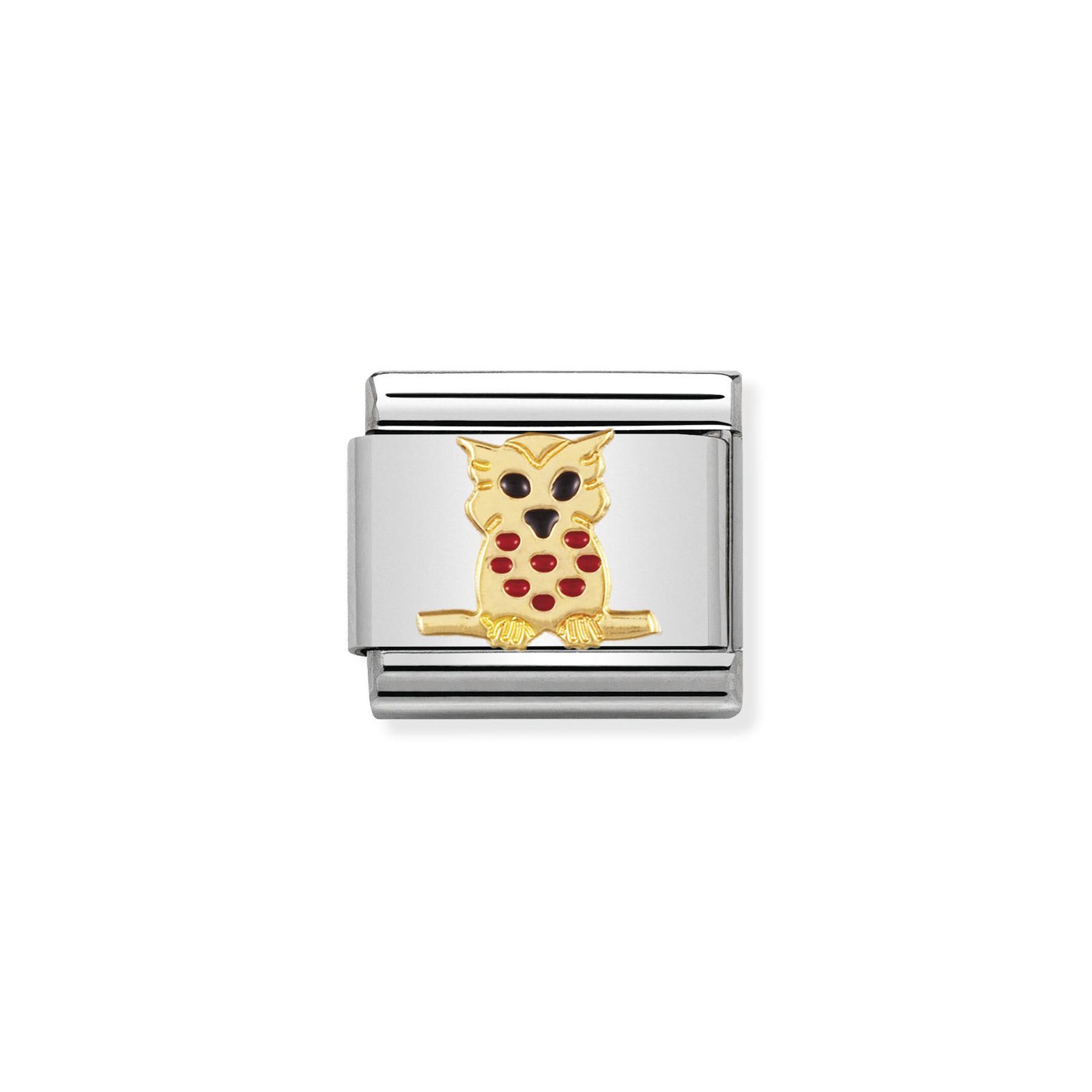 Nomination 030211/10 Classic Owl 18ct Gold & Steel Enamel Jewellery