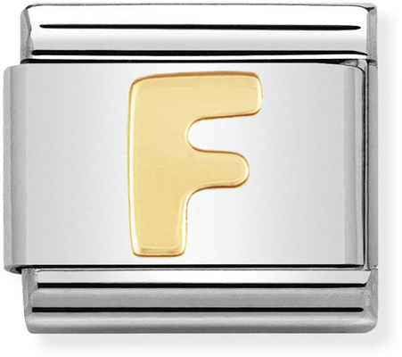 Nomination Classic Letter F 18ct Gold & Steel Charm 030101/06