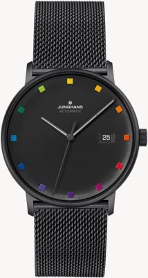 Junghans FORM A Bauhaus Limited Edition (39.3mm) Black Dial / Black PVD Stainless Steel Milanese Bracelet 27/4533.44
