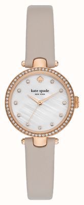 Kate Spade Holland Crystal (34mm) Mother-of-Pearl Dial / Grey Eco-Leather Strap KSW1846
