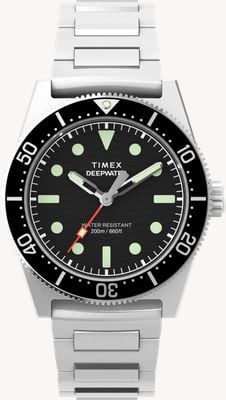 Timex Deepwater Reef 200 (41mm) Black Wave Dial / Stainless Steel Bracelet TW2W95200