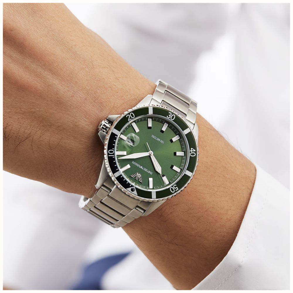 Emporio Armani Men's Stainless Steel Bracelet Green Dial Divers Series AR11838 - alternate view 5
