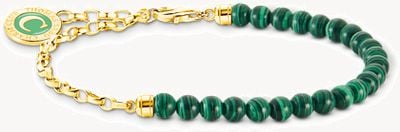 Thomas Sabo Yellow Gold Plated Green Beads Members Charm Bracelet A2130-140-6-L17V