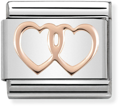 Nomination Classic SYMBOLS Stainless Steel And Gold 9ct Double Hearts Charm 430104/08