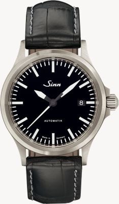 Sinn 556 I Automatic (38.5mm) Glossy Black Dial / Alligator Embossed Black Leather Strap 556.010-BL44201851001225403A