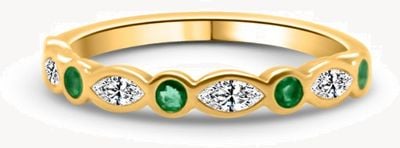 18ct Yellow Gold Diamond and Emerald marquise and round cut Ring J49800