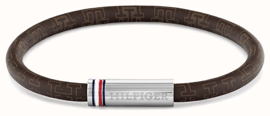 Tommy Hilfiger Printed Cord Brown Leather Bracelet 2790703