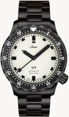 Sinn U1 S L Automatic Limited Edition (44mm) Full Lume Dial / Black Hard Coated Stainless Steel Bracelet 1010.0243 H LINK
