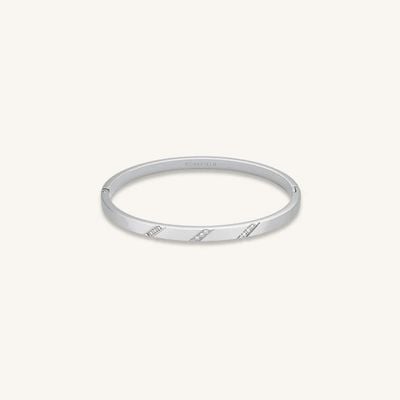 Rosefield Jewellery Silver Bangle With Lines Of Crystals JBLCS-J1044