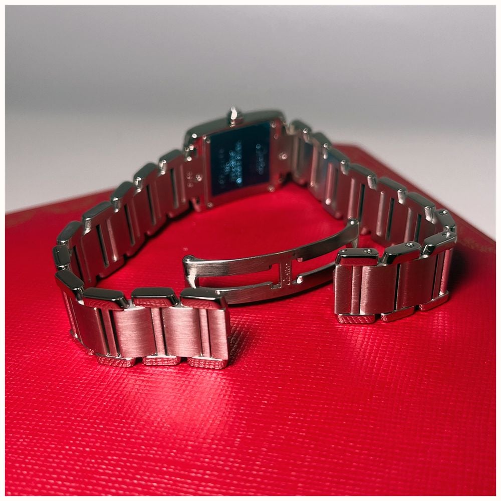 Pre-owned Cartier Tank Française Quartz (20mm) White Dial / Stainless Steel Bracelet JMP-873559 - alternate view 4