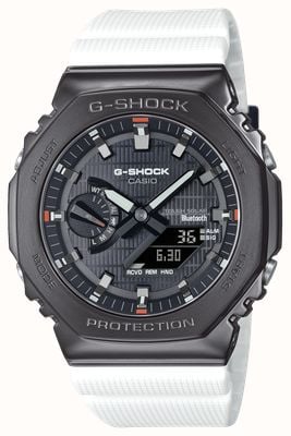 Casio G-Shock Metal Covered 2100 (44.4mm) Black Hybrid Dial / White Bio-Based Resin Strap GBM-2100B-7AER