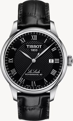 Tissot Le Locle Powermatic 80 (39.3mm) Black Dial / Black Leather Strap T0064071605300