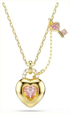 Swarovski Idyllia pendant, Mixed cuts, Heart, Key, Pink, Gold-tone plated 5737288