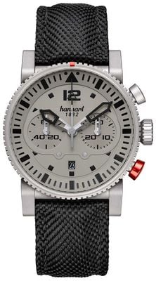 Hanhart PRIMUS Monochrome Pilot Automatic Chronograph (44mm) Grey Dial / Black Textile Strap - M 740.240-3020