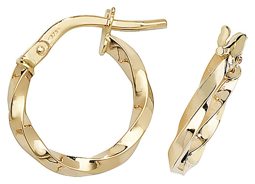 Treasure House ER1008-08 9ct Yellow Gold 08mm Hoop Earrings Jewellery