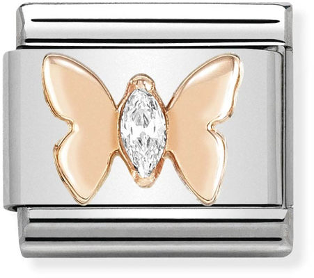 Nomination Classic Butterfly 9ct Rose Gold & Steel Charm 430305/19