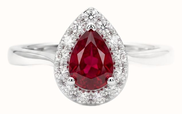 Platinum Ruby And Diamond Halo twist shank Ring Rr300183r J22762