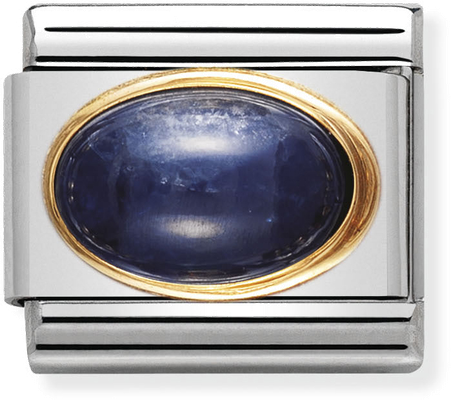 Nomination Classic OVAL STONES In Stainless Steel With 18ct Gold SAPPHIRE Charm 030504/08