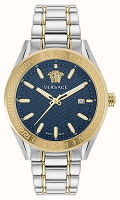 Versace Men's V-CODE (42mm) Blue Dial / Two-Tone Stainless Steel Bracelet VE6A00523