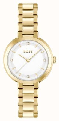 BOSS Women's Sena (34mm) White Dial / Gold-Tone Stainless Steel Bracelet 1502758