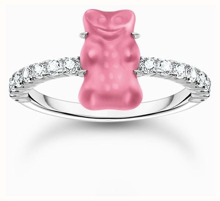 Thomas Sabo x HARIBO Pink Goldbear Zirconia Set Sterling Silver Ring Size 52 TR2459-052-9-52