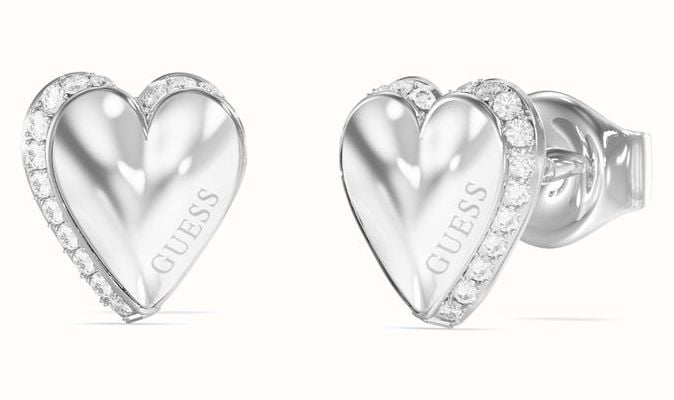 Guess By Your Side Silver Heart stud earrings UBE06092RH