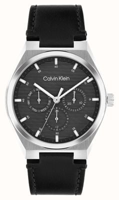 Calvin Klein CK Motion Multifunction (39mm) Dark Grey Dial / Black Leather Strap 25200524