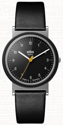 Braun Classic Quartz 1989 Tribute Design (33mm) Black Dial / Black Leather Strap Watch AW10