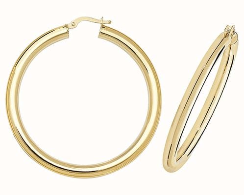 James Moore TH 9k Yellow Gold Hoop Earrings 40 mm ER1004-40