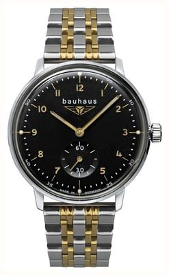 Bauhaus Classic Small-Seconds Quartz (35mm) Black Dial / Two-Tone Stainless Steel Bracelet 2037M2