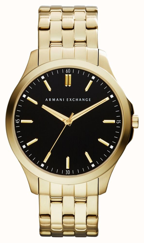 Armani Exchange Men s Black Dial Gold Tone Stainless Steel Bracelet AX2145 First Class Watches