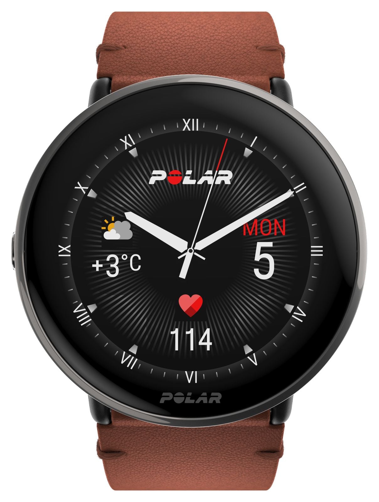 Polar 900110028 IGNITE 3 TITANIUM Bronze Brown Leather Strap Watch