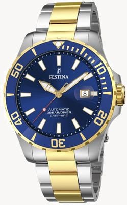 Festina Diver Automatic (44mm) Blue Dial / Two-Tone Stainless Steel Bracelet F20532/1