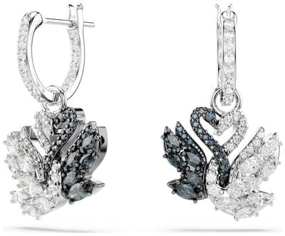 Swarovski Swan Drop Earrings Black Mixed Metal Finish 5705728