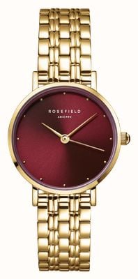 Rosefield Small Edit (26mm) Burgundy Dial / Gold-Plated Stainless Steel Bracelet SEGSG-SE01