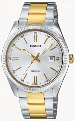 Casio MTP Series Analogue Quartz (38.5mm) Silver Sunray Dial / Two-Tone Stainless Steel Bracelet MTP-1302PSG-7AVEF
