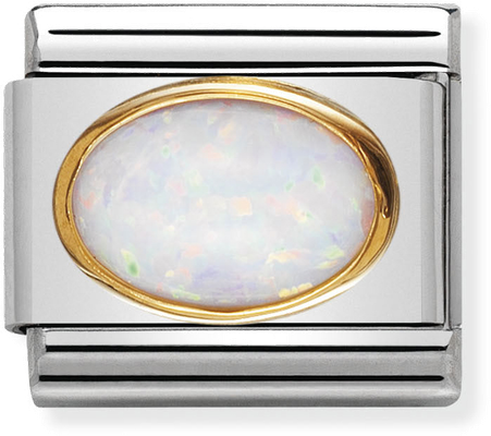 Nomination Classic White Opal 18ct Gold & Steel Charm 030502/07